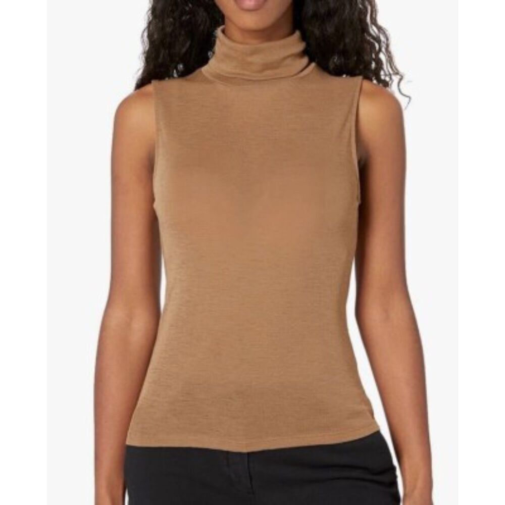 VINCE Brown Sleeveless Turtleneck Knit Top